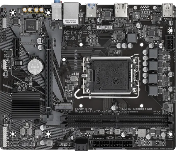 MOTHERBOARD GIGABYTE H610M K V2 LGA1700 DDR5 - Image 3