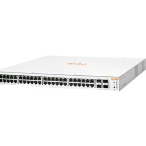 SWITCH 48P Aruba Instant On 1930 48 PoE 370W 4SFP+Especificaciones Técnicas Clave Aruba Instant On 1930 Característica Detalle SKU JL686B Marca Aruba Instant On (Hewlett Packard Enterprise) Tipo de Switch Gestionado (Capa 2+) Puertos RJ-45 48 x Gigabit Ethernet (10/100/1000 Mbps) Puertos SFP+ 4 x 1G/10G SFP+ PoE (Power over Ethernet) Sí, PoE+ (Clase 4) Presupuesto PoE Total 370W Capacidad de Conmutación 176 Gbit/s Rendimiento 130.95 Mpps Tabla de Direcciones MAC 16000 entradas Número de VLANs 256 Latencia (1Gbps/10Gbps) 2.2 µs / 1.2 µs Memoria Interna / Flash 512 MB SDRAM / 256 MB Flash Procesador ARM Cortex-A9 (800 MHz) Consumo de Energía (máx.) 520W Factor de Forma 1U, Montaje en Rack Dimensiones (An. x Prof. x Al.) 442.5×322.6×43.9 mm Peso 4.59 kg Rango de Temperatura Operativa 0∘C∼40∘C