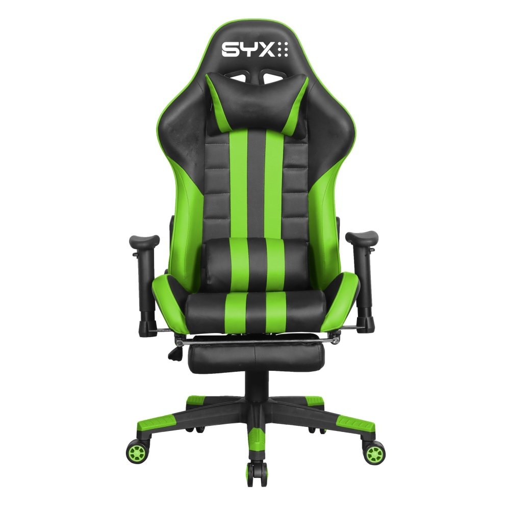 SILLA GAMER SYX CH-451 GR VERDE NEGRO