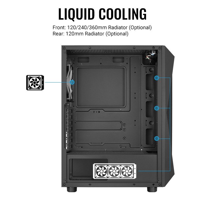 GABINETE GAMER AEROCOOL FALCON BLACK ( FALCON-G-BK-V1 ) - Image 4