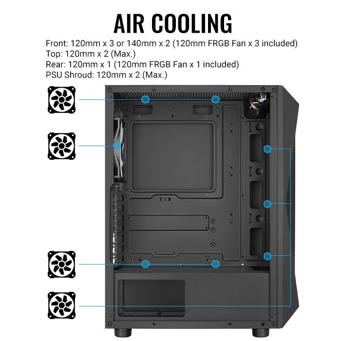 GABINETE GAMER AEROCOOL FALCON BLACK ( FALCON-G-BK-V1 ) - Image 3