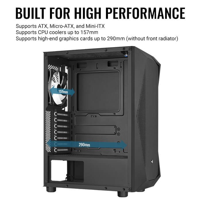GABINETE GAMER AEROCOOL FALCON BLACK ( FALCON-G-BK-V1 ) - Image 2