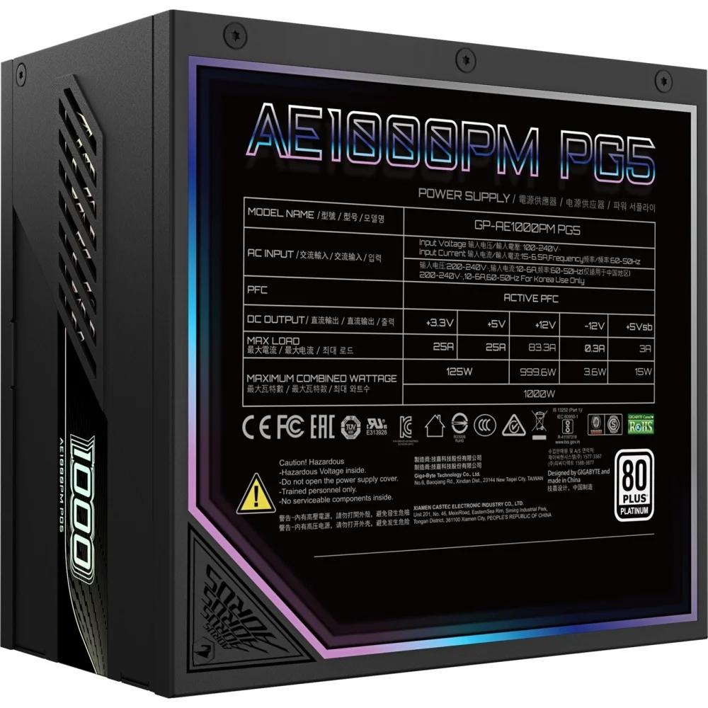 FUENTE 1000W GIGABYTE AORUS E GP-AE1000PM PG5 - Image 3