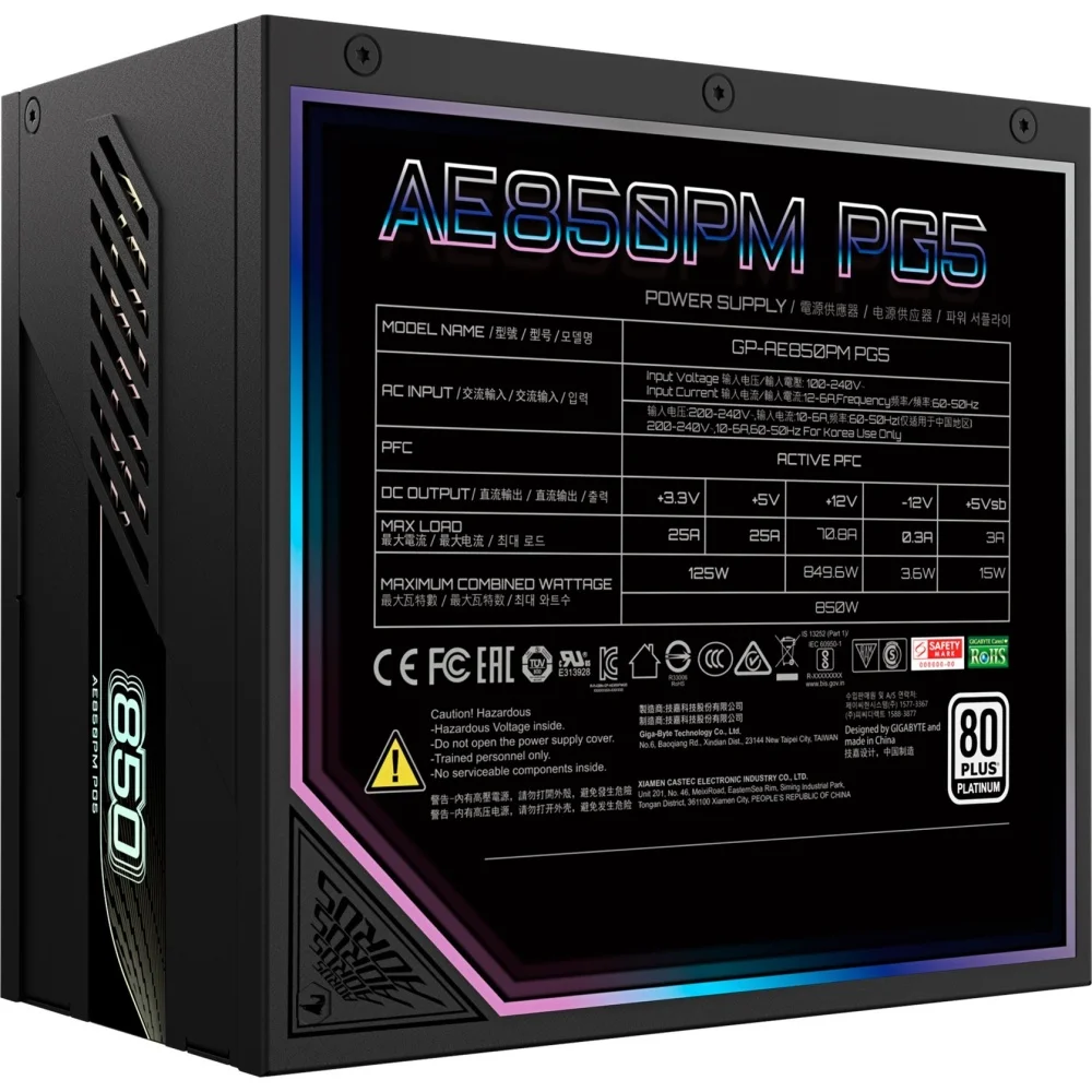 FUENTE 850W GIGABYTE AORUS ELITE GP-AE850PM PG5