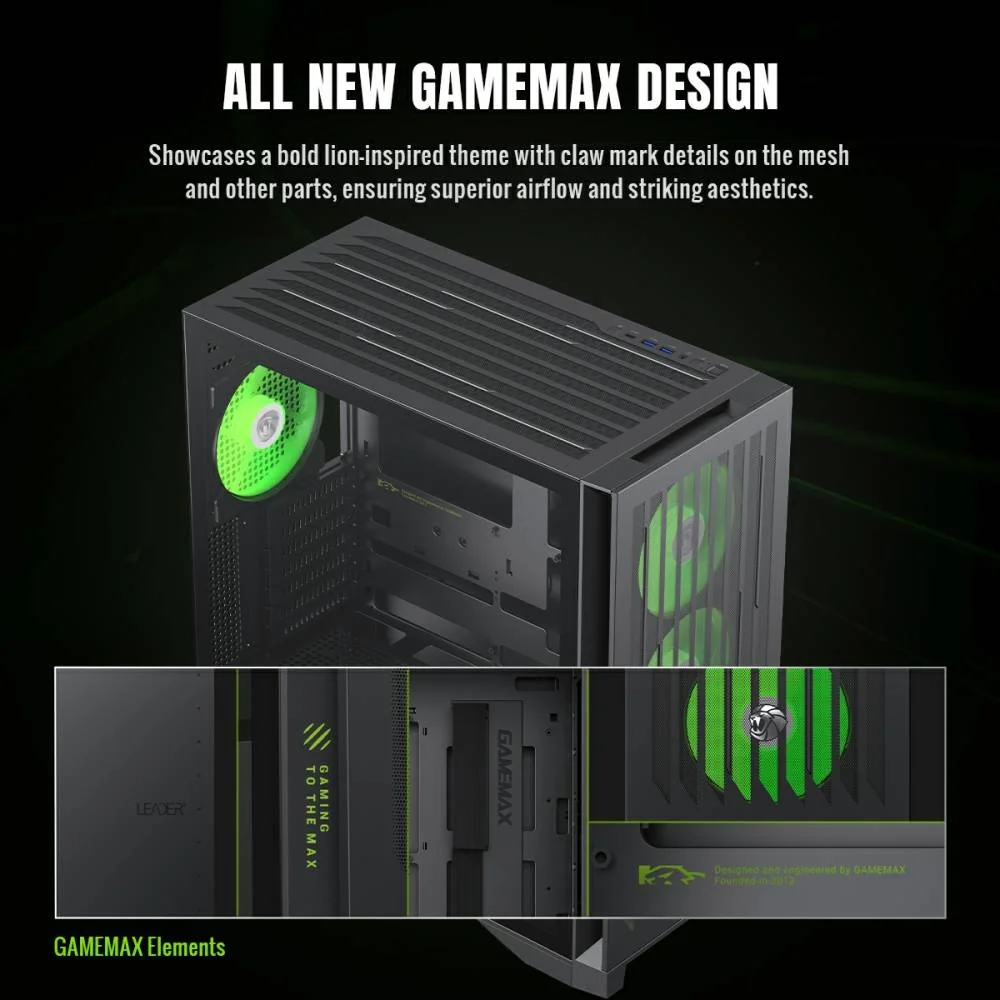 GABINETE GAMEMAX LEADER 2 BK 4 COOLER E-ATX - Image 2