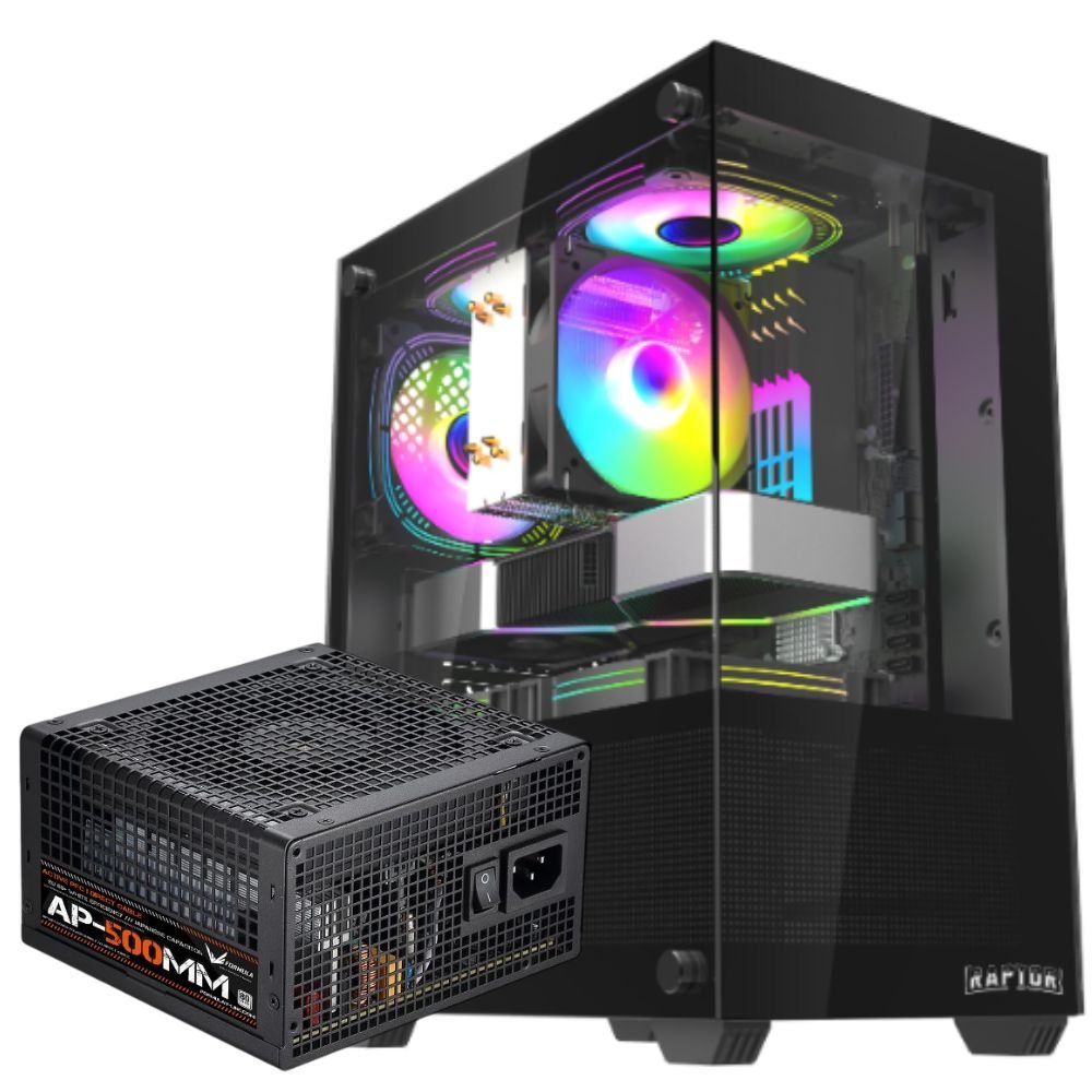 GABINETE RAPTOR NOVA PRIME 3 FAN + FUENTE 500W 80+ SILVER