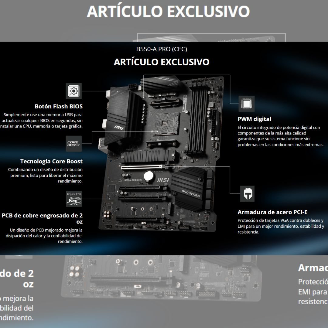 MOTHERBOARD MSI B550-A PRO AM4 DDR4 HDMI M.2 Ryzen 5000 - Image 2