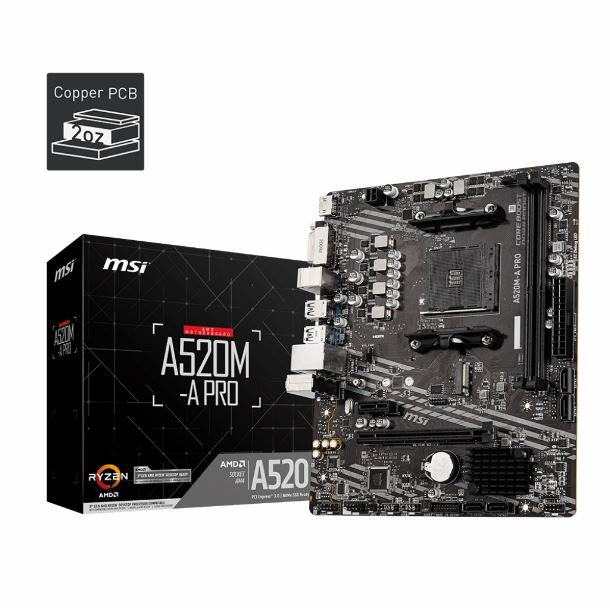 MOTHERBOARD MSI AM4 A520M-A PRO DDR4 BULK M-ATX