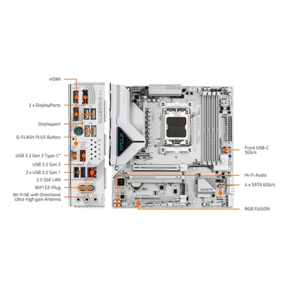 MOTHERBOARD GIGABYTE AM5 B850M EAGLE WIFI6E ICE DDR5 BOX - Image 2